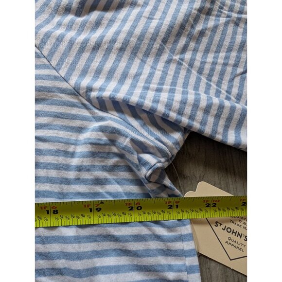 St. Johns Bay Womens Blue & White Striped Embroidered Cotton Top XL NWT - Picture 6 of 7